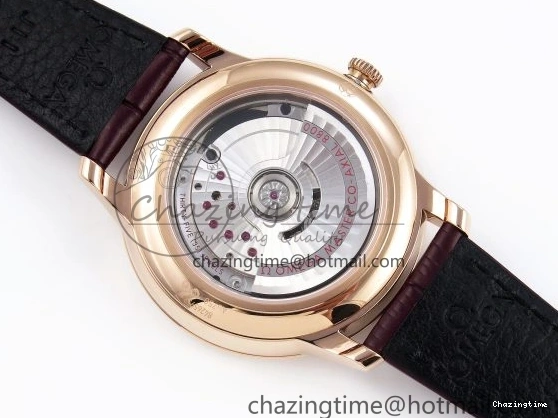 0203 Modern De Ville Date RG MKF 1:1 Best Edition White Textured Dial Roman Marker on Brown Leather Strap A 7752